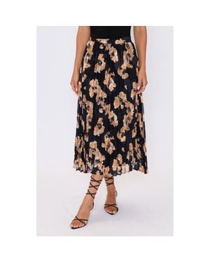 Vici Collection Zora Floral Pleated Midi Skirt - Black