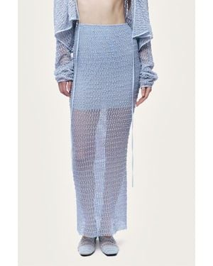 Nocturne Mesh Detail Maxi Skirt - Blue