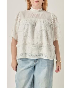 English Factory Lace Babydoll Top - Natural