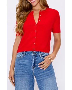 Vici Collection Ruby Short Sleeve Cardigan - Red