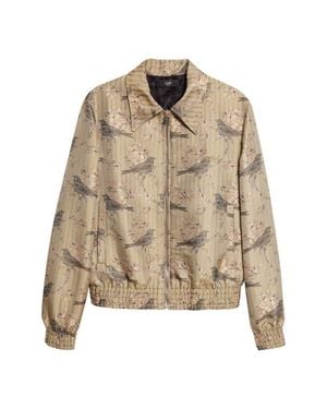 Amiri Striped Floral Print Blouson Zip Jacket - Natural