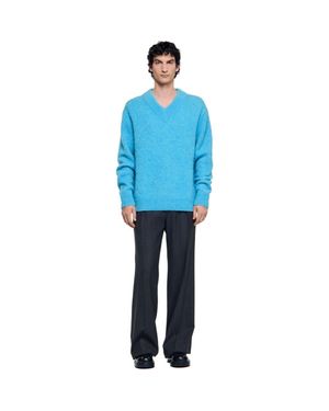 Sandro V-Neck Long-Sleeve Sweater - Blue