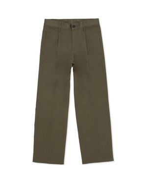 Fortela Cotton Gabardine Pants With Pleats - Green
