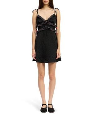 JACQUIE THE LABEL Teagan Tie Strap Minidress - Black