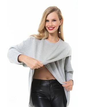 Accouchée Let Loose Crossover Long Sleeve Maternity/Nursing Knit Top - Gray
