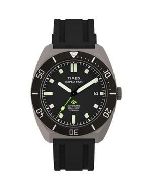 Timex Expedition Pioneer Automatic Rubber Strap Watch, 41Mm - Black