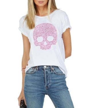 Lauren Moshi Croft Short Sleeve Vintage Tee Exclusive Stud Skull Tee - Blue