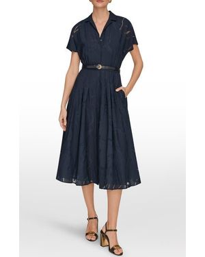 Donna Karan Burnout Midi Dress - Blue