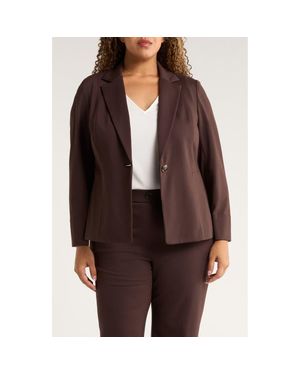 Kasper One-Button Seamed Waist Blazer - Brown