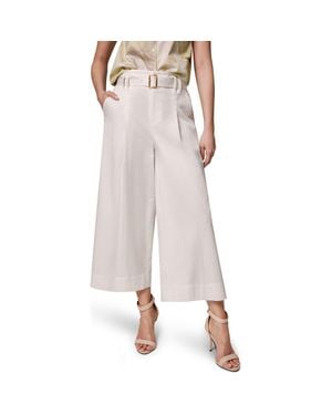 Donna Karan Pleated Wide Leg Crop Stretch Cotton Pants - Pink