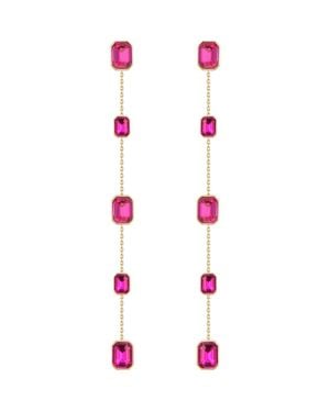 Ettika Baguette Crystal Linear Drop Earrings - Pink