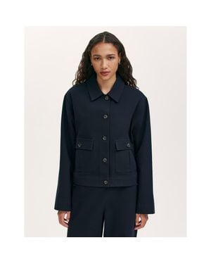 Finery London Kelsie Cotton Canvas Button Front Jacket - Blue