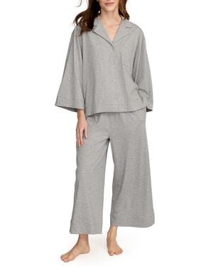 Petite Plume Olivia Wide Leg Pima Cotton Pajamas - Gray