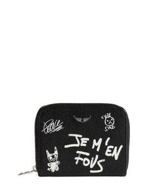 Zadig & Voltaire Mini Zv Arty Tag Leather Zip Around Wallet - Black