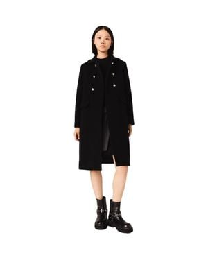 Maje Long Wool Blend Coat - Black