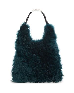 Plan C Tank Top Leather Shopper - Blue