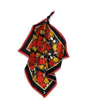 Henelle Night Bloom Silk Bandana - Red