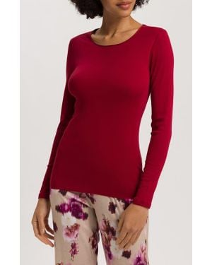 Hanro Seamless Long Sleeve Cotton Top - Red