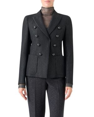 Akris Punto Metallic Pinstripe Blazer - Black