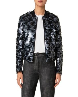 Akris Punto Dot Paillette Bomber Jacket - Black