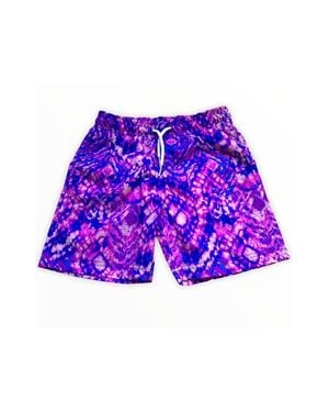 NESSI BYRD Kids' Geometric Batik Print Quick-Dry Swim Trunks - Purple