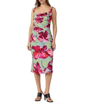 Diane von Furstenberg Delaney Floral Cowl Neck Midi Dress - Red