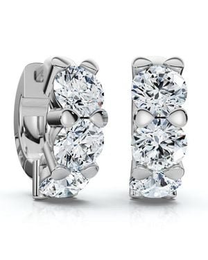 Bliss Diamond 3Ct Diamond Huggie Hoop Earrings 1/2 Tall Lab Grown - Metallic