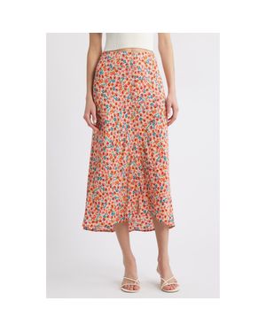 Rails Rosetta Floral Print Button Front Midi Skirt - Pink