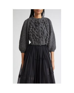 Meruert Tolegen Cross Pleat Crop Hand Knit Sweater - Black