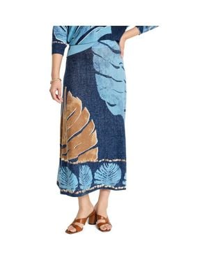 NIC+ZOE Twilight Print Knit Midi Skirt - Blue