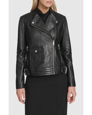 Andrew Marc Frankie Leather Moto Jacket - Black