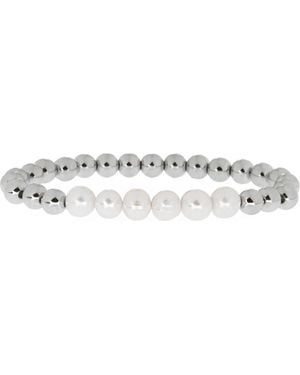 Marlyn Schiff Millie Faux Pearl & Bead Stretch Bracelet - Metallic