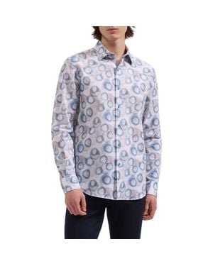 Bugatchi Julian Shaped Fit Cotton Button-Up Shirt - Blue