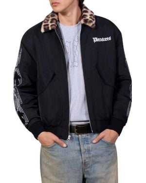 Pleasures Angel Demon Embroidered Graphic Flight Jacket - Black