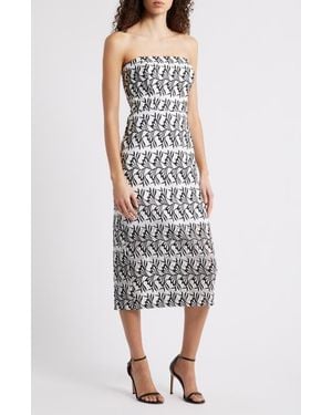 Sam Edelman Strapless Jacquard Sheath Dress - White