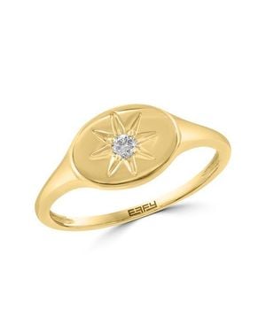 Effy Diamond Starburst Signet Ring - Metallic