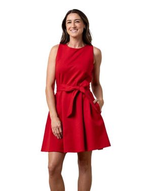 Hope & Henry Sleeveless Ponte Skater Dress - Red