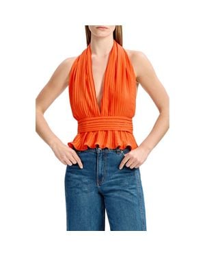 Bardot Amala Pleated Halter Top - Orange