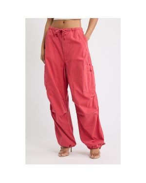 Jaded London Cotton Parachute Pants - Red