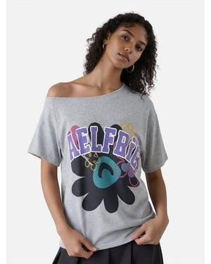 AELFRIC EDEN Flower Off-The-Shoulder Tee - Gray