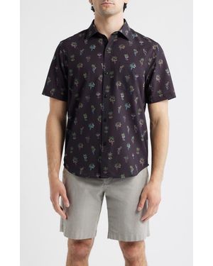 Tommy Bahama Bahama Coast Neon Sips Islandzone Short Sleeve Button-Up Shirt - Black