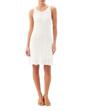 Karen Kane Open Stitch Shift Dress - White