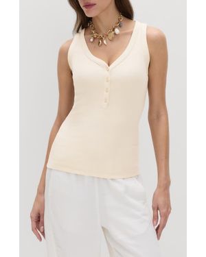 PER UNA BY M&S Henley Sleeveless Top - Natural