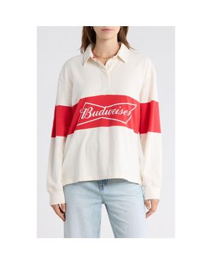 Junk Food Budweiser Logo Long Sleeve Cotton Shirt - Red