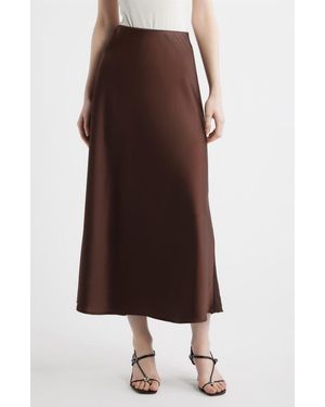 Anne Klein A-Line Satin Skirt - Brown