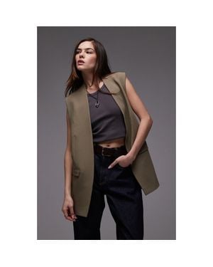 TOPSHOP Throw-on Sleeveless Blazer - Gray