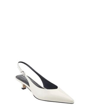 Marc Fisher Luciey Slingback Pointed Toe Kitten Heel Pump - White