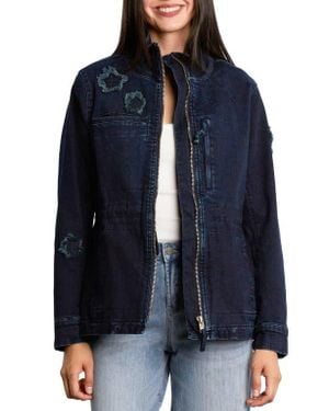 Billy T Butterfly Embroidery Cotton Blend Jacket - Blue