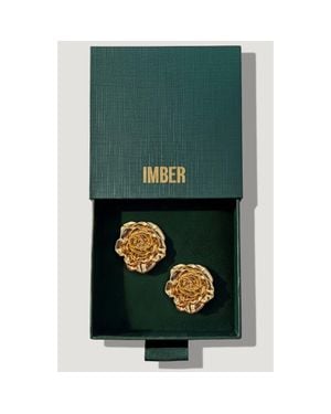IMBER Rose Statement Stud Earrings - Metallic