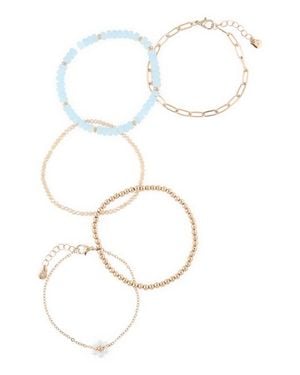 BP. Floral Set Of 5 Bracelets - White